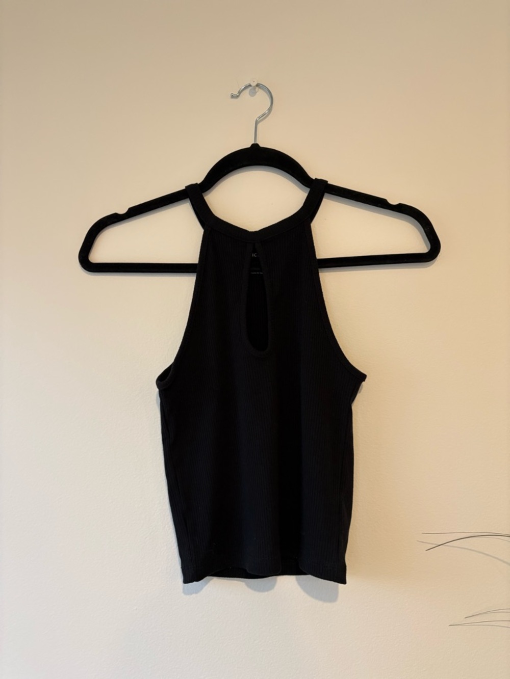 American Eagle Outfitters Black Ribbed Halter Tank
